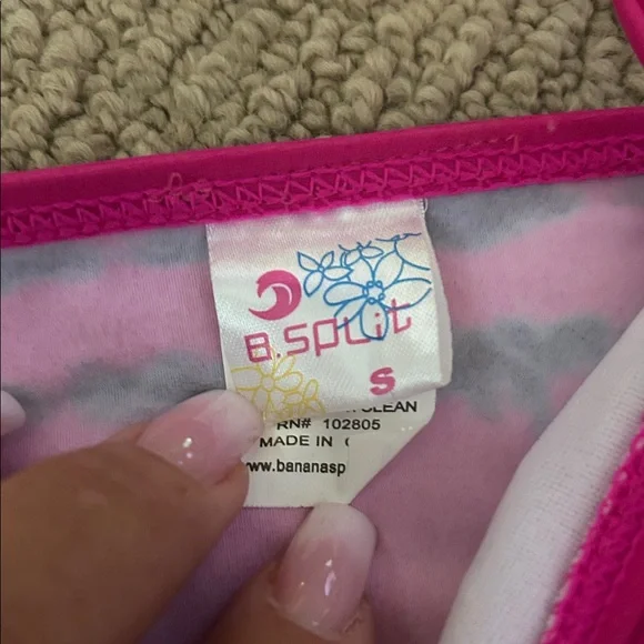 Split Pink and Gray Bikini Top - Picture 2 of 2